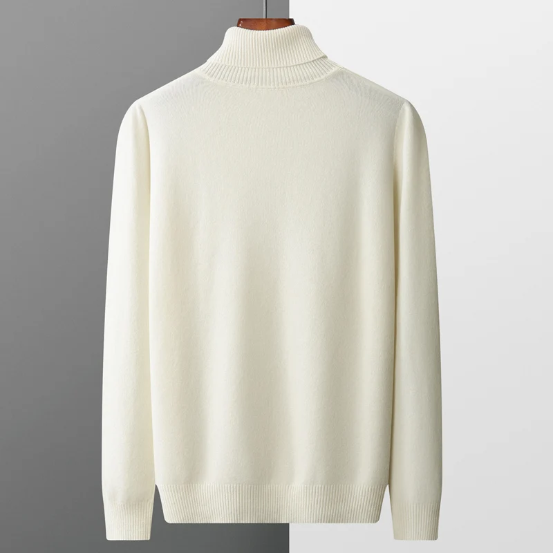 Autunno e inverno nuovo 100% pura lana merino pullover dolcevita da uomo maglione di cashmere addensato caldo sciolto tinta unita top 6