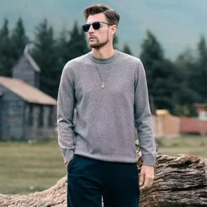 Autunno Inverno Nuovo girocollo 100% maglione di lana pullover da uomo a maniche lunghe allentato versatile business casual base maglioni lavorati a maglia 1