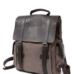 Zaino da moto retrò Zaino in pelle di tela da uomo Borsa da viaggio per ragazze, università e scuola media, borsa per laptop 1