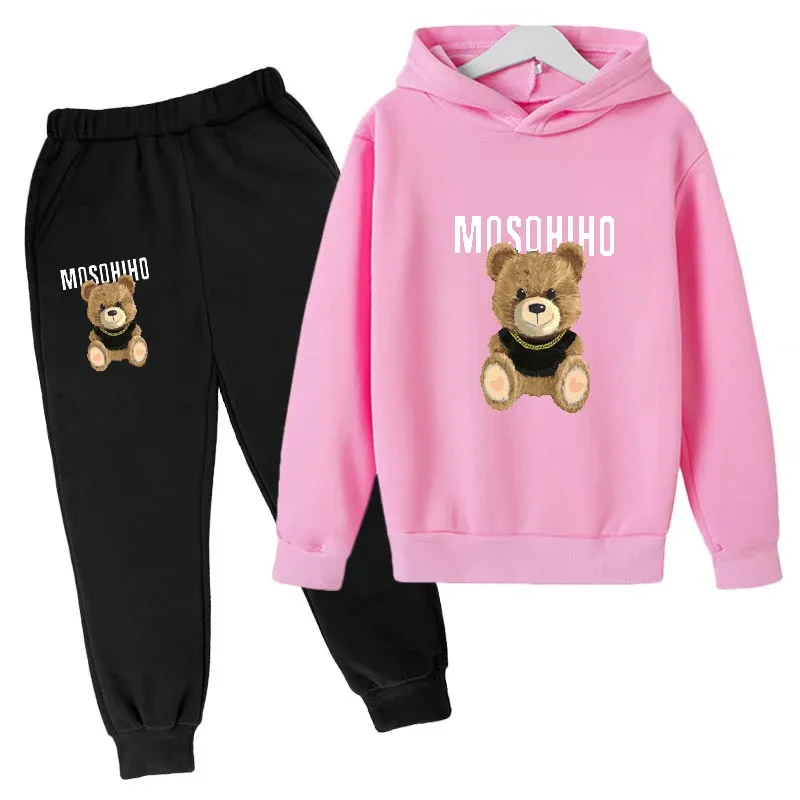 Primavera Autunno New Fashion Bambini Tute 3-12 anni Ragazzi e ragazze Casual Sport Felpa con cappuccio Top + pantaloni 2 pezzi Set Abbigliamento per bambini 3