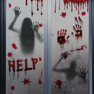 Horror Bloodstain Wall Sticker Handprint Footprint Blood Skull Window Sticker decorazione di Halloween 2024 Halloween spaventoso Sticker 1