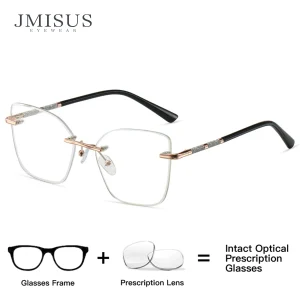 JMISUS 2025 Nuovi Arrivi Cateye Occhiali Da Vista Senza Montatura Primavera Gamba Miopia Occhiali Moda Occhiali Progressivi per Le Donne 1