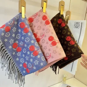 2025 nuova sciarpa di lana imitazione moda autunno e inverno sciarpa scialle calda jacquard ciliegia 1