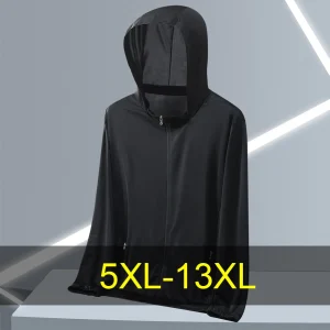 Giacca estiva sottile da uomo 13XL 12XL Giacche taglie forti Moda traspirante Casual Giacche con cappuccio tinta unita Uomo Big Size 13XL 1