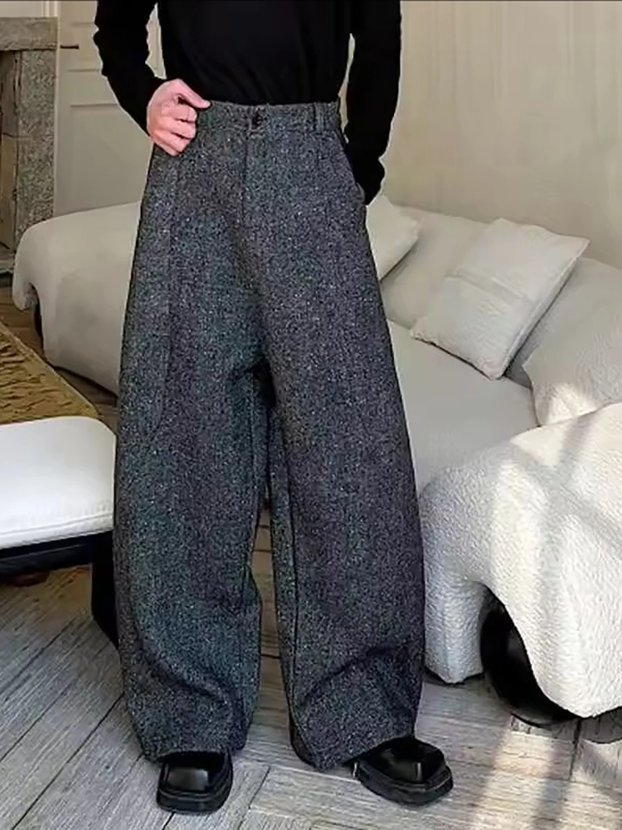 Mauroicardi Autunno Inverno Oversize Lungo Flowy Morbido Baggy Pantaloni a Gamba Larga per Uomo Allentato Elegante Chic Pantaloni Vestiti 2025 1