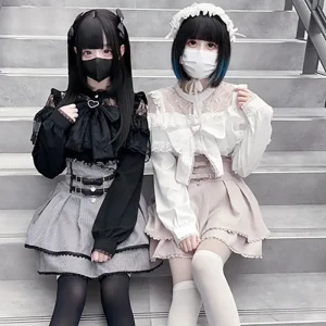 Camicie da donna Kawaii Jirai Kei Lolita Y2K camicetta carina in stile giapponese elegante manica lunga dolce top camicia estetica Casual 2024 1