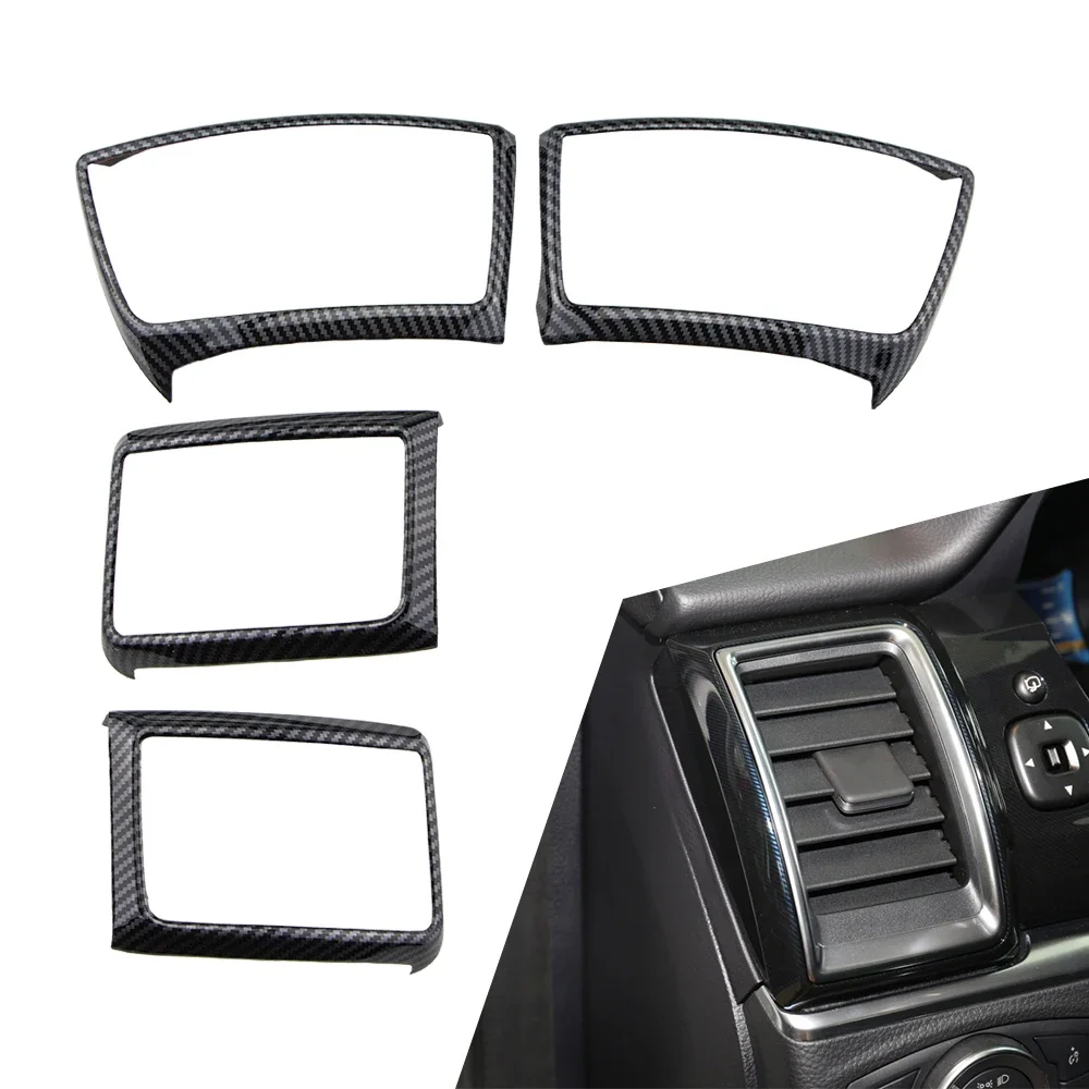 Accessori interni ABS per Ford Everest Ranger 2016 2017 2018 2019 2020 2021 LHD Decorazione auto in fibra di carbonio Adesivi Copertura 6