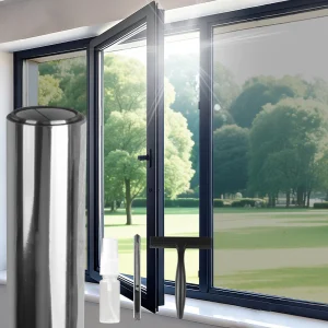 Adesivo autoadesivo riflettente per pellicola per privacy domestica per finestre in vetro unidirezionale da 2 m con strumento di installazione Protezione solare anti UV Controllo del calore 1