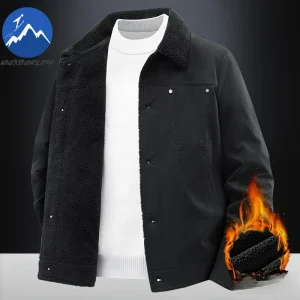 Maxbarley Giacca da uomo 2025 Escursionismo Viaggi Cappotto caldo addensato Risvolto Design con bottoni a fila singola Giacca a vento leggera autunno inverno 1