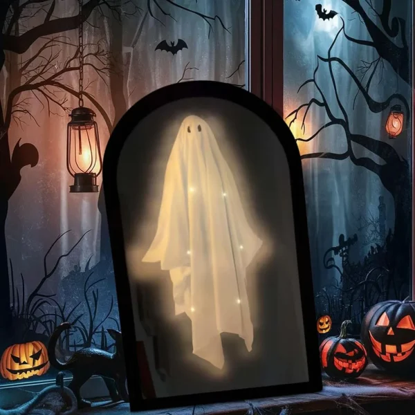 Specchio fantasma con ologramma USB per Halloween, fantasmi spaventosi spettrali per decorazioni di Halloween per interni, decorazioni per la stanza di Halloween 3