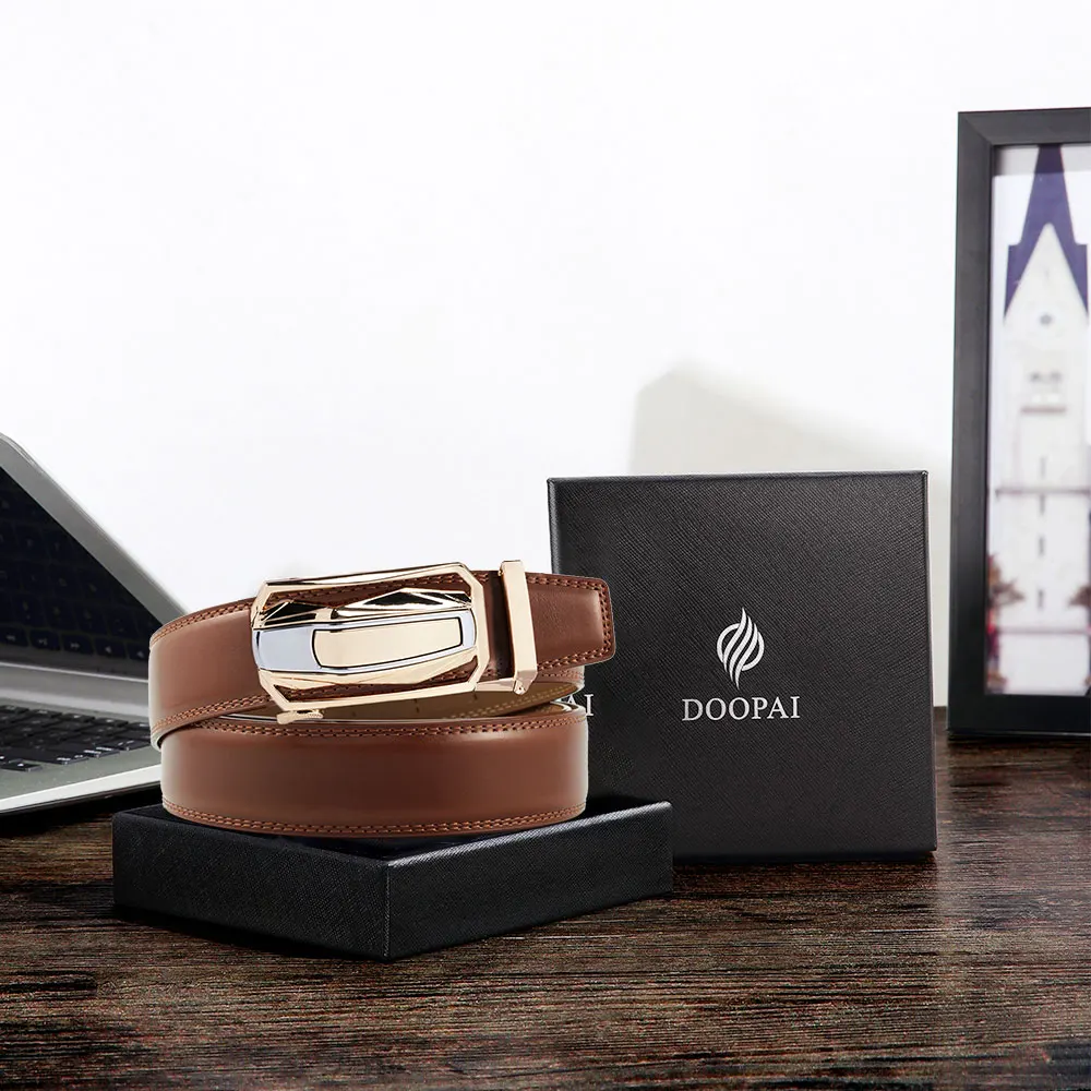 Cintura da uomo Cintura in vera pelle di mucca Cintura automatica Auto sportiva Marchio di moda Fibbia automatica Cintura in vita Cinture maschili nere per uomo 4