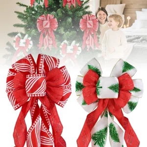 Grande fiocco di Natale Fiocco rosso Decorazione fiocco di Natale rosso per le vacanze per la decorazione dell'arco di ghirlanda per il topper dell'albero di Natale, porta d'ingresso 1