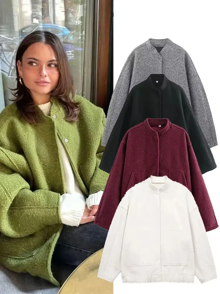 HH 2025 Giacca da strada invernale da donna Tasca tinta unita Giacca monopetto Giacca casual versatile da donna Cardigan Top 1