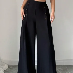 Pantaloni eleganti a gamba larga a vita alta alla moda per le donne Pantaloni lunghi stile atmosferico primavera estate 1