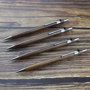 Matita meccanica in legno Penna automatica da 0,5 mm per ufficio Scuola Natura Legno di noce Disegno Scrittura Cancelleria tradizionale cinese 1