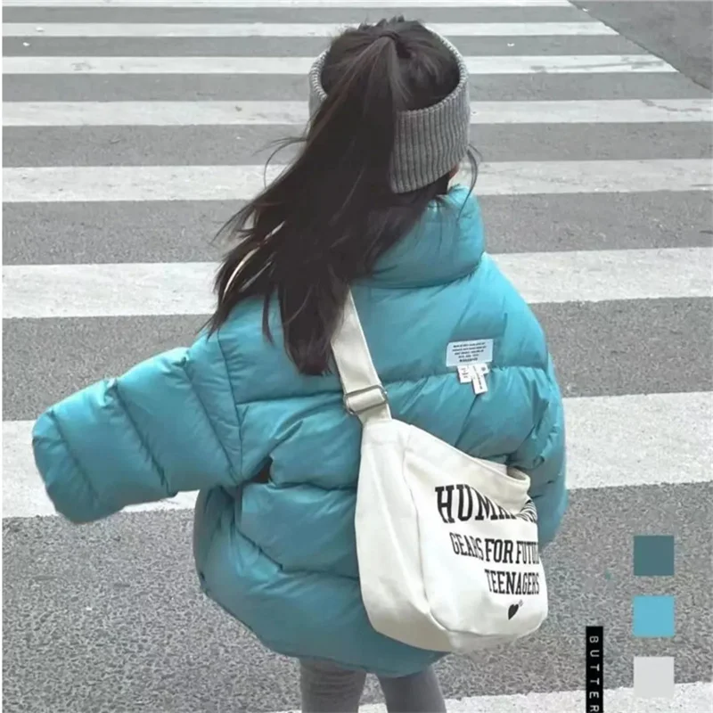 Piumini invernali in cotone per bambini Capispalla caldo e spesso Ragazzi Ragazze Semplice collo alto Cappotto di pane Vestiti per bambini 2-10 anni 4