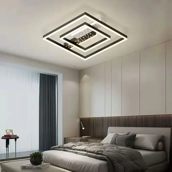 Lampada da soffitto a LED quadrata dal nuovo design moderno per soggiorno, sala da pranzo, cucina, tavolo alimentare, camera da letto, studio, decorazioni per la casa, illuminazione per interni 3