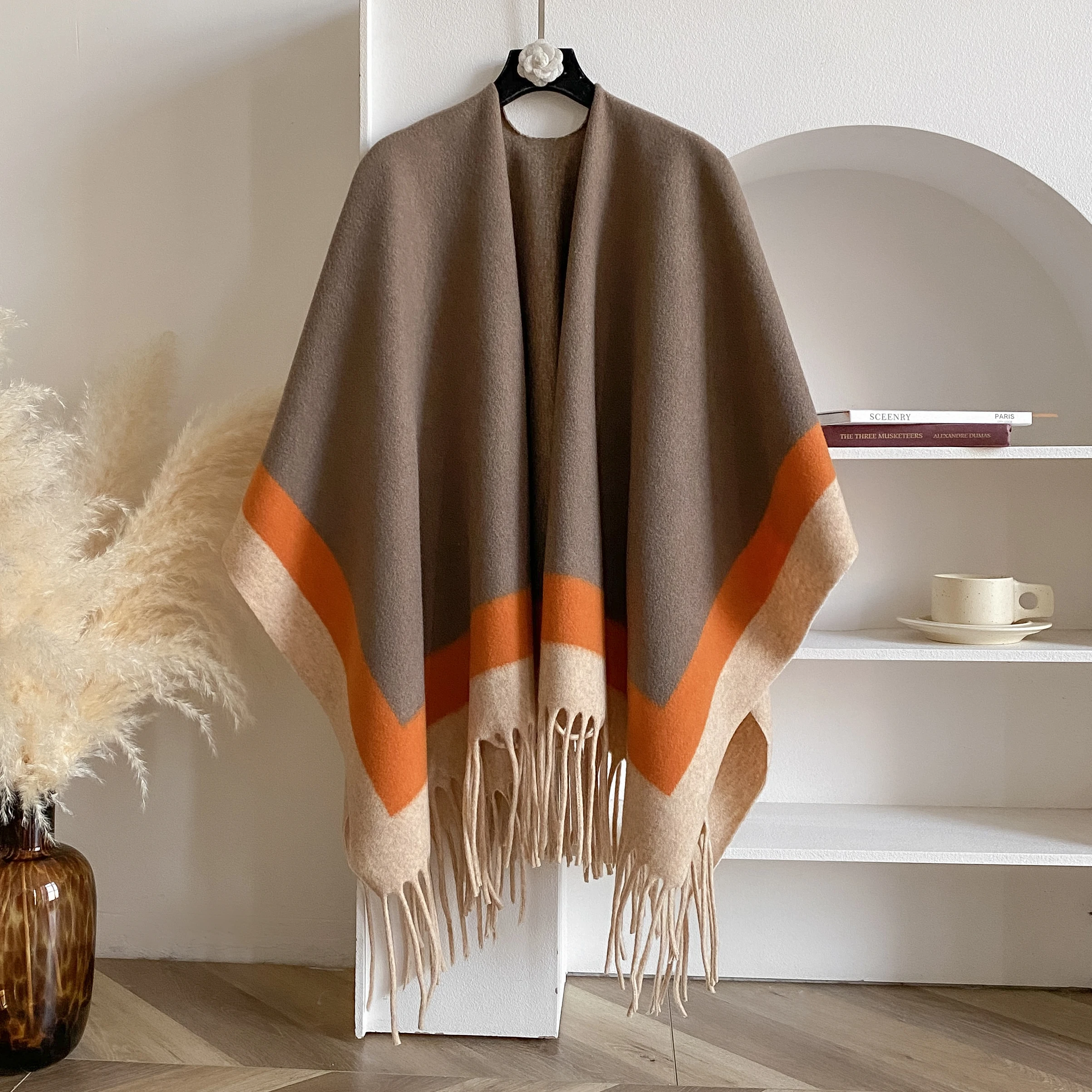 2025 di Nuovo Modo di Inverno Caldo Plaid Poncho E Mantelle Per Le Donne Scialli e Impacchi di Grandi Dimensioni Cashmere Pashmina Femminile Bufanda Mujer 4