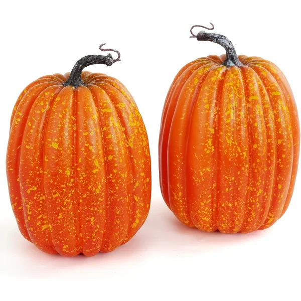 Grande zucca in schiuma artificiale - Decorazione realistica, adatta per attività di Halloween e Ringraziamento, può disegnare artigianato fai-da-te 1