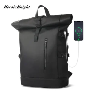 Zaino da uomo Heroic Knight Zaino roll top impermeabile da donna Viaggio espandibile con ricarica USB Borsa per laptop di grande capacità Mochila 1
