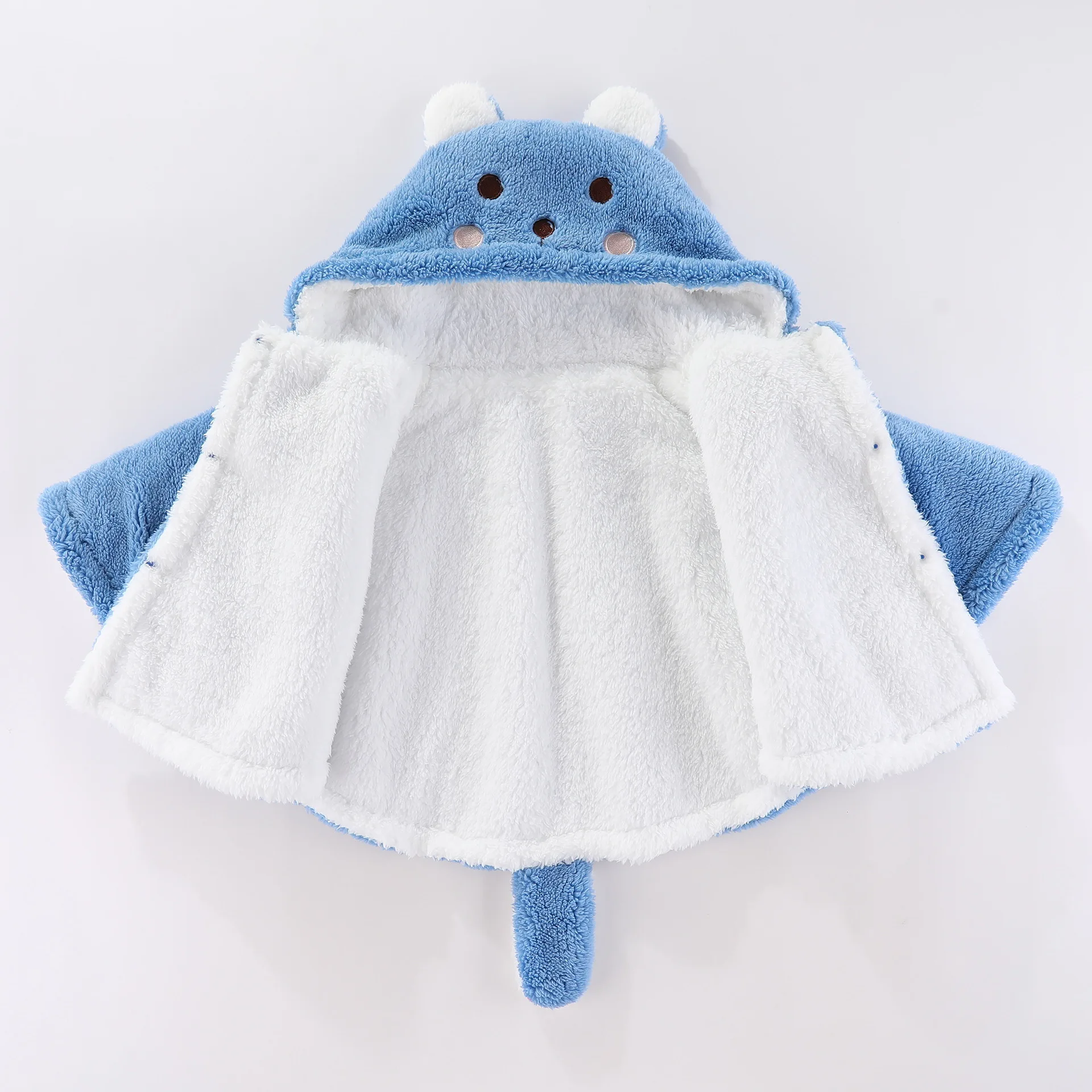 Mantello caldo per bambini 2025 Inverno simpatico coniglietto solido addensato scialle antivento vestiti per bambini cappotto ragazzi ragazze 4