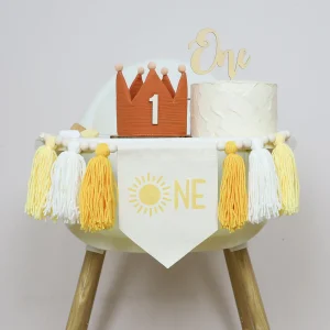 Banner per seggiolone per compleanno del 1° segno del sole Decorazione gialla per festa di compleanno, striscione per seggiolone Sunshine per la cameretta dei bambini delle ragazze dei ragazzi 1