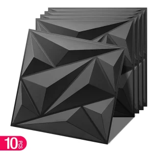Pannello da parete 3D decorato con design a diamante da 10 pezzi, 30 cm x 30 cm bianco opaco/nero/dorato, adesivi murali per pannelli decorativi per la casa fai da te 1