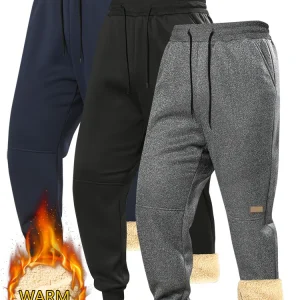 Casual per l'autunno e l'inverno da uomo di grandi dimensioni più pantaloni di velluto sportivi termici addensati 2025 set uomo pantaloni sportivi neri larghi 1