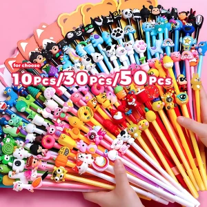 10-50 Pz/lotto Cartoon Carino Penna Gel 0.5mm Inchiostro Nero Kawaii Penne Neutre Per Bambini Scuola di Scrittura di Cancelleria Per Ufficio Forniture Firma 1