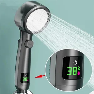 Nuovo soffione doccia portatile ad alta pressione per bagno, risparmio idrico, pressurizzato, regolabile, display digitale della temperatura a LED 1