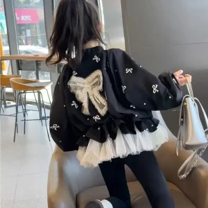 Giacca da baseball da ragazza autunnale Capispalla stile principessa alla moda Cappotto casual colorblock per bambini Giacca impiombata alla moda per ragazze 1