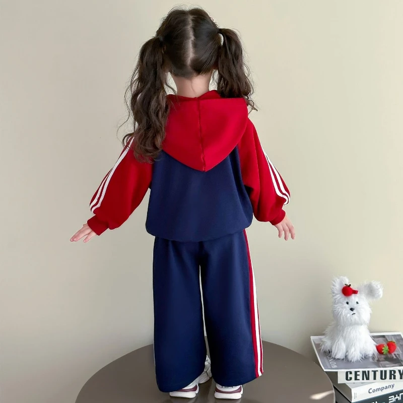 Set di vestiti per neonata Felpe per bambini autunnali Top con cappuccio e pantaloni 2 pezzi Tute per bambini Outfit Uniforme da baseball di moda 4