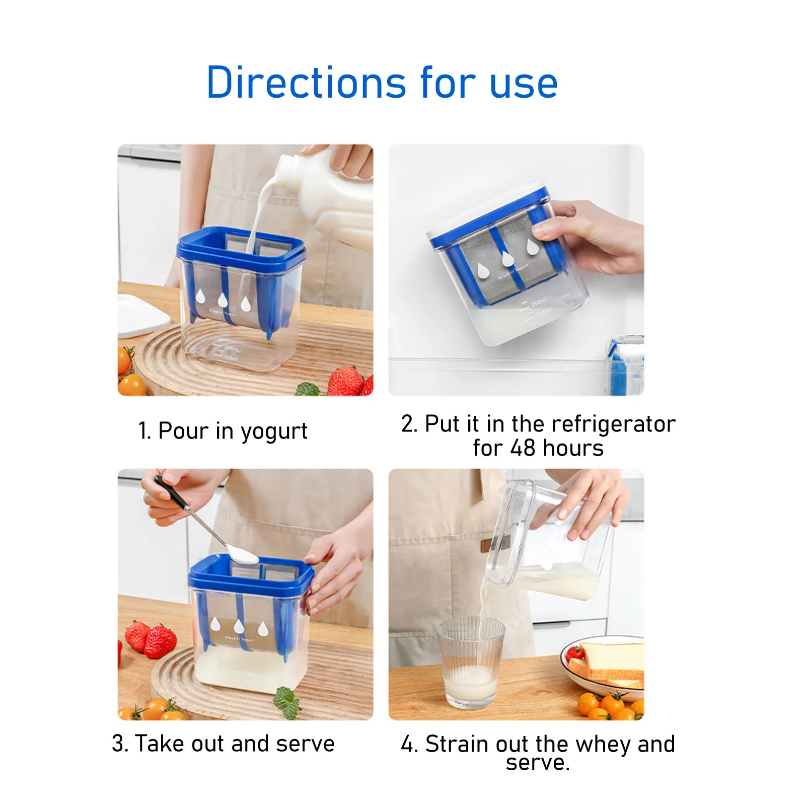 Yogurtiera greca Filtro per yogurt Filtrazione efficiente come resina Acciaio inossidabile Separatore di siero di latte di grande capacità Filtro per yogurt 4