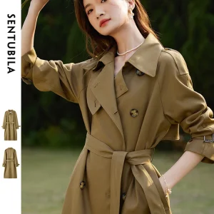 Sentubila Trench da donna elegante giacca a vento lunga allentata autunno inverno doppio petto capispalla Maillard 123 f42871 1