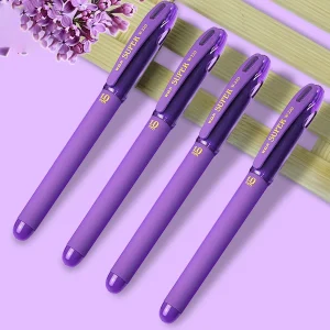 Set di penne a inchiostro gel viola, cancelleria per ufficio a sfera colorata, design carino per accessori scolastici e aziendali 1