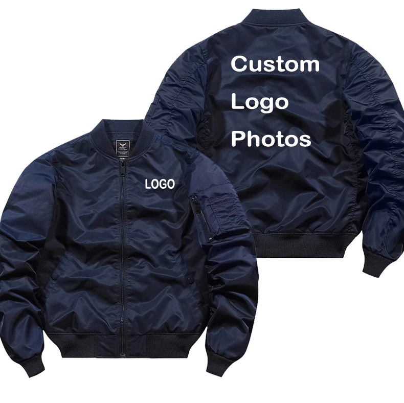 Giacca bomber da uomo con design logo personalizzato Cappotto con cerniera con stampa fai-da-te Giacca calda spessa antivento Giacca militare unisex Cappotto da volo 2