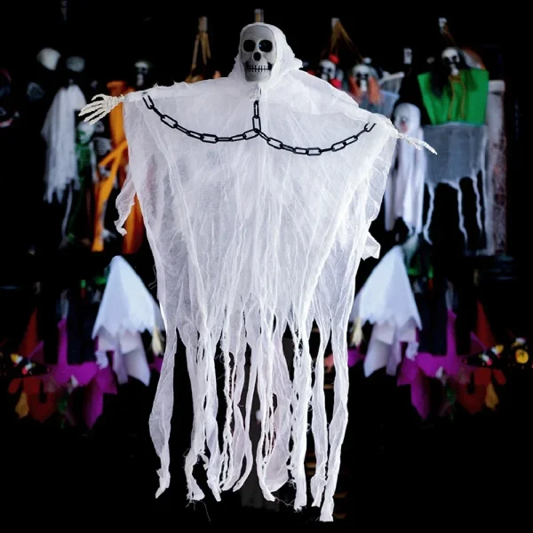 1-3PCS Halloween Appeso Fantasma Decorazioni Teschio Spaventoso Tessuto di Garza per Casa Stregata Portico Puntelli Spaventosi Terrore Appeso Ornamenti 4