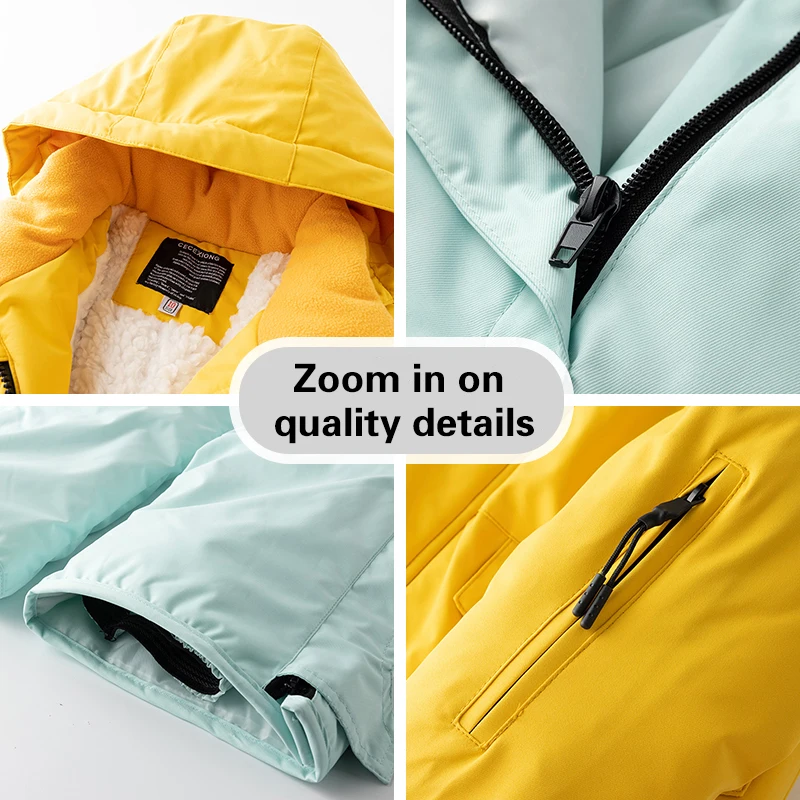 Tuta da sci invernale per bambini per ragazzi e ragazze, cappotto spesso antivento e impermeabile per il calore e l'attrezzatura da gioco sulla neve 6