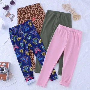 Set da 4/1 pezzi per ragazze autunnali e invernali Sweet Snd Leggings elastici spessi carini per bambini Pantaloni sicuri comodi e versatili 1