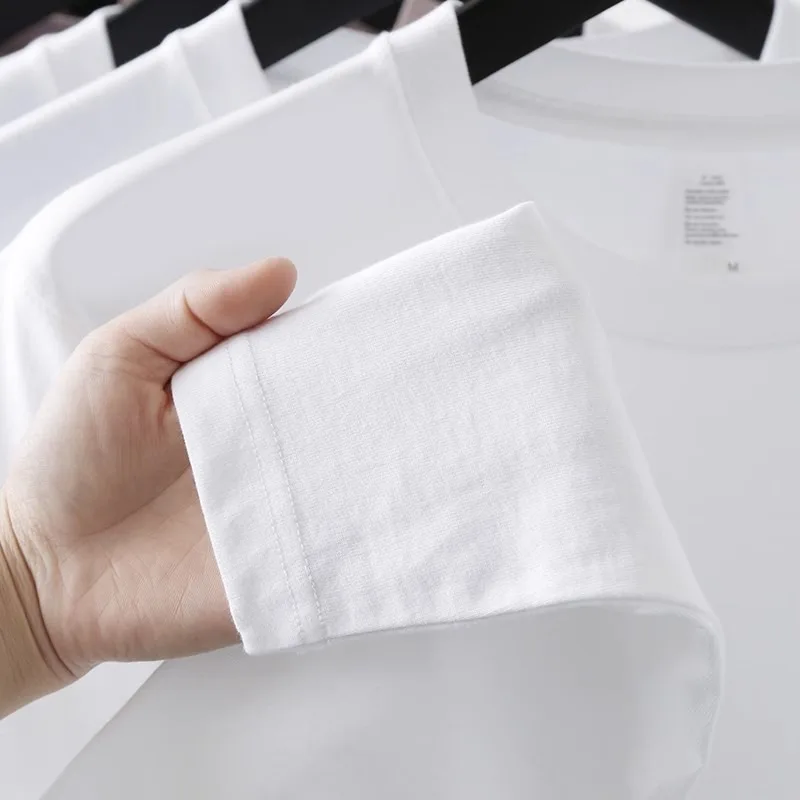 American Funny Print T-shirt bianca da uomo Autunno Inverno 2025 Nuovo 100% cotone maniche lunghe Sport Gym T-shirt Y2k Top abbigliamento uomo 5