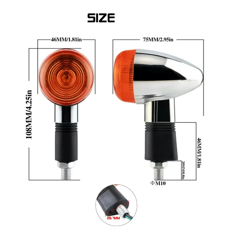 Universale M10 12V Moto Indicatori di direzione Luci Indicatore Lampada Per Cafe Racer XV125 400 250 VTX1300 Indicatori di direzione luce 2