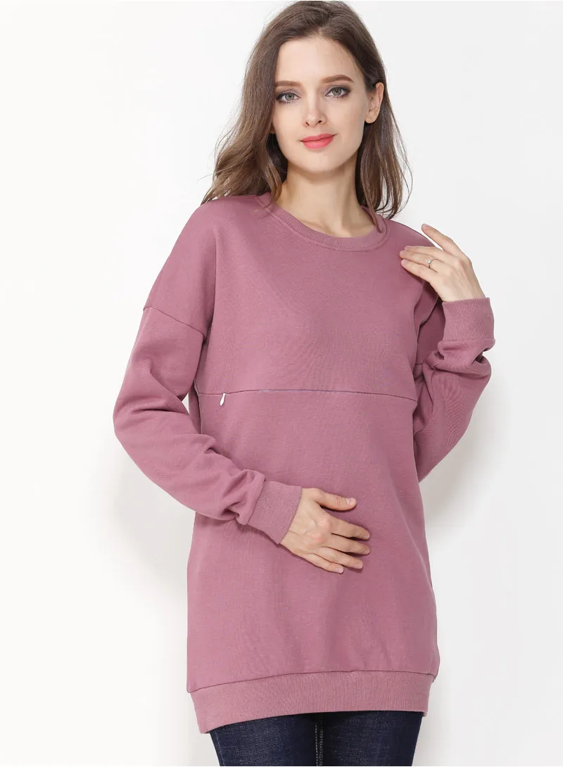 Maglione premaman invernale felpe con cappuccio a maniche lunghe in cotone spesso vestiti per l'allattamento al seno mamma allattamento in gravidanza indossare grandi dimensioni 3