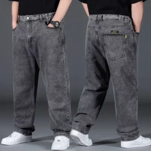 Jeans oversize da uomo Pantaloni jeans maschili Pantaloni in denim Jean da uomo di grandi dimensioni Baggy Y2k Cargo da uomo Nero Nuovi pantaloni a gamba larga 1