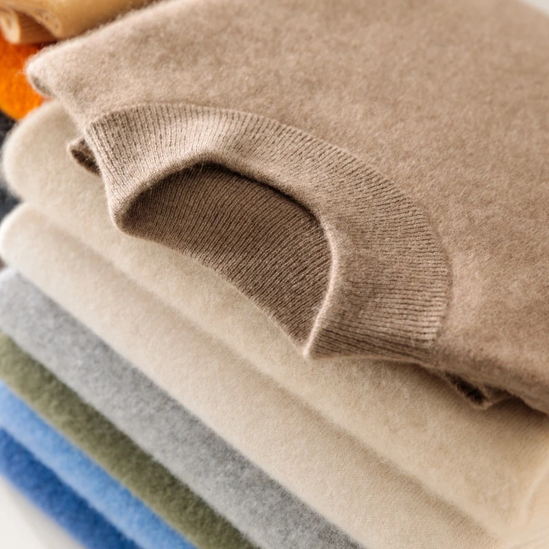 Autunno/Inverno nuovo maglione pullover di lana camicia di cashmere camicia da uomo con fondo lavorato a maglia allentato a maniche lunghe con collo semi-alto 4