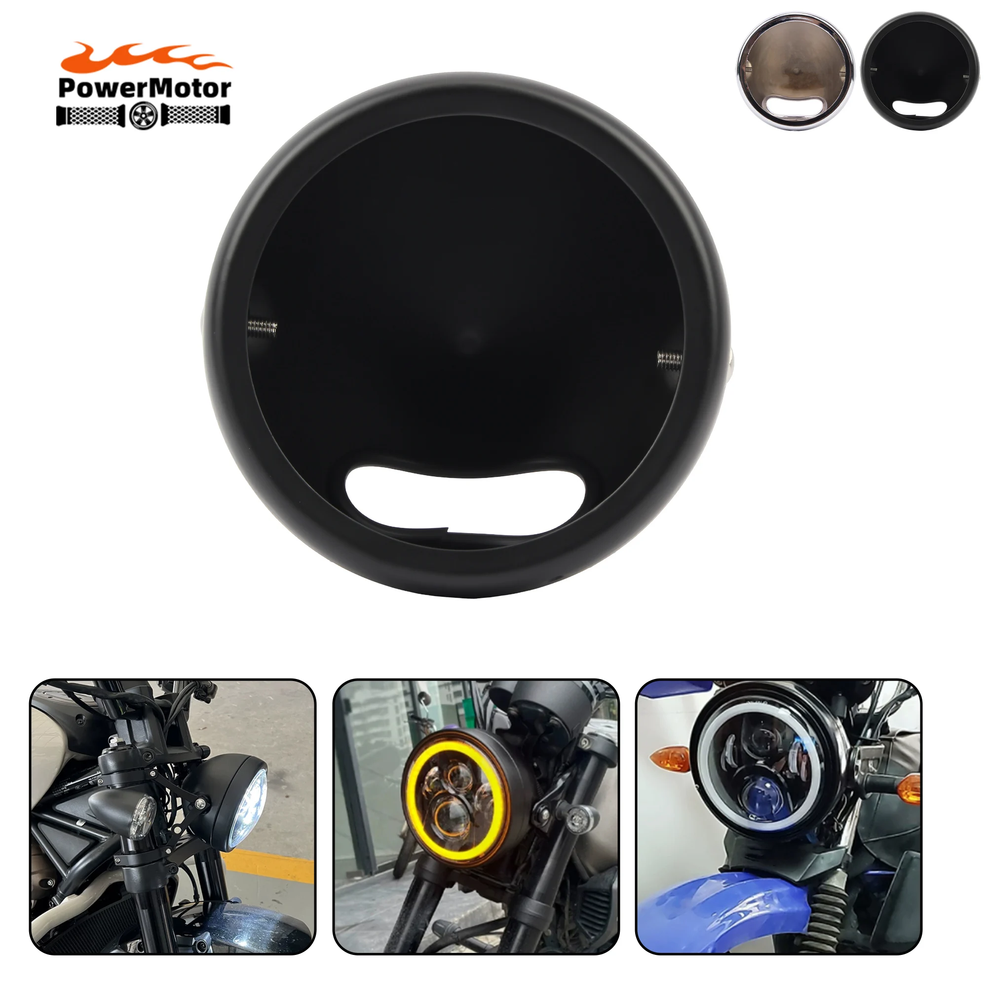 Secchio per fari a LED da 5,75 pollici e 7 pollici per Harley Faro Retro Cafe Racer Staffa di copertura per alloggiamento per fari Accessori universali 1