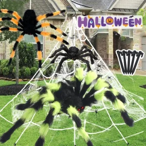 50 cm/90 cm/125 cm/150 cm/200 cm Grande ragno di peluche nero Decorazione del partito di Halloween per la casa Bar Casa stregata Puntelli horror Ragnatela 1
