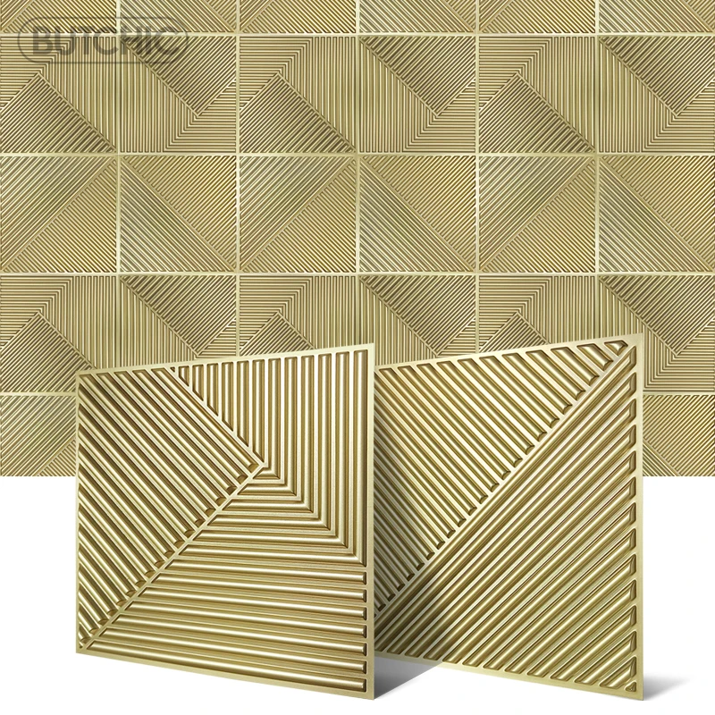 10 pz Pannello Murale 3D 30x30 cm Mosaico Oro Decorazione Della Parete Interna per Soggiorno Camera Da Letto Hotel Ufficio Esports gioco 3D Wall Sticker 4