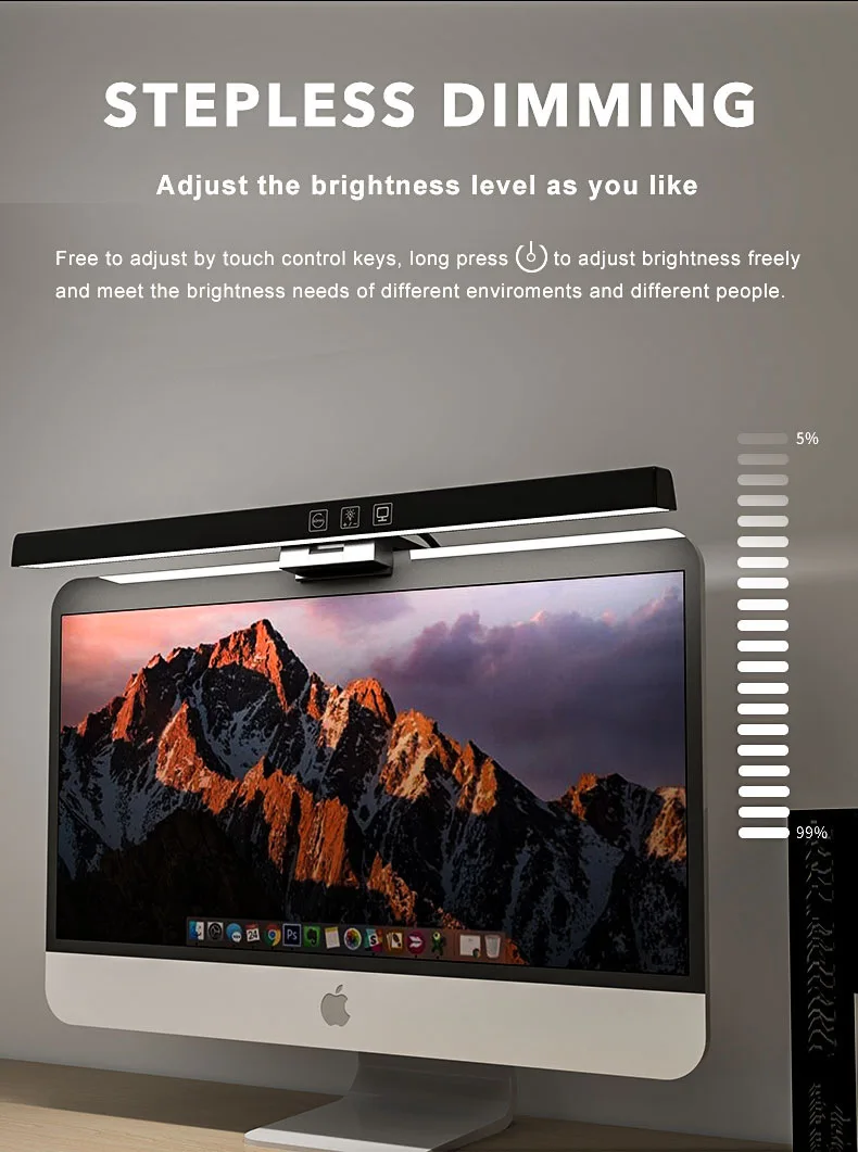 Lampada da tavolo USB con regolazione continua dello schermo della barra luminosa del monitor del computer da 50 cm per lampada da lettura da tavolo con luce da lettura da studio 2