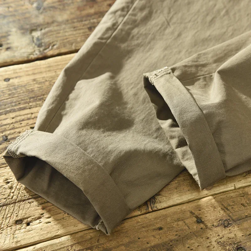 HIQOR 2024 Primavera Autunno Uomo Puro Cotone Uomini Pantaloni Cargo Stile Coreano Maschio Casual Cintura Allentata Metà di Vita Uomo Pantaloni Più Il Formato 38 4