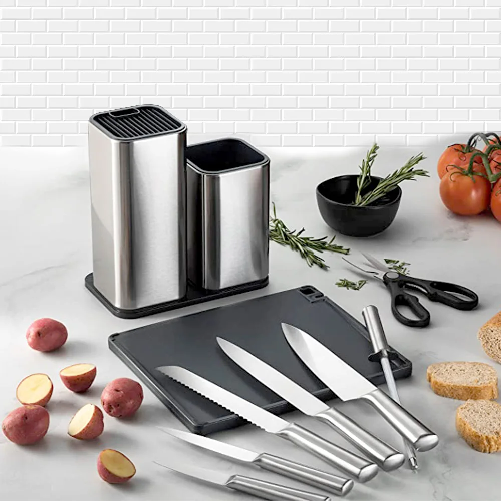 Portacoltelli in acciaio inossidabile Staffa per secchio Portaoggetti Secchio portaoggetti da cucina multifunzionale Accessori da cucina Bacchette 6